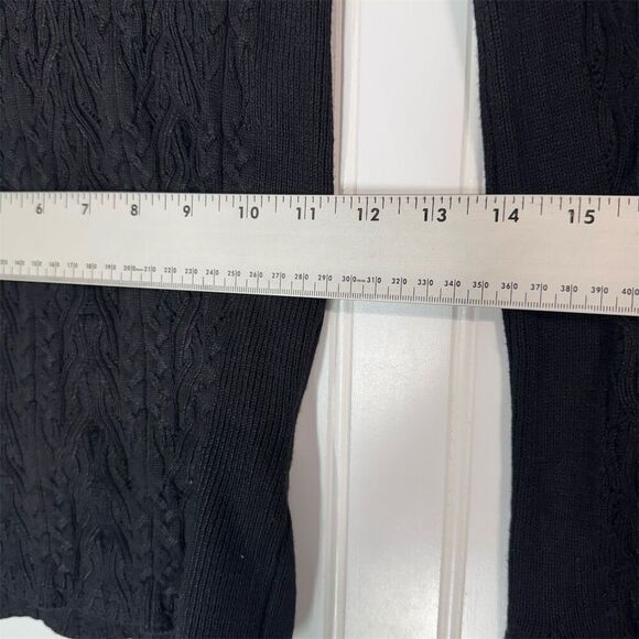 Free People Black Cable Knit Turtleneck Sweater S Button Cuff Slim Fit NWOT - Picture 6 of 10